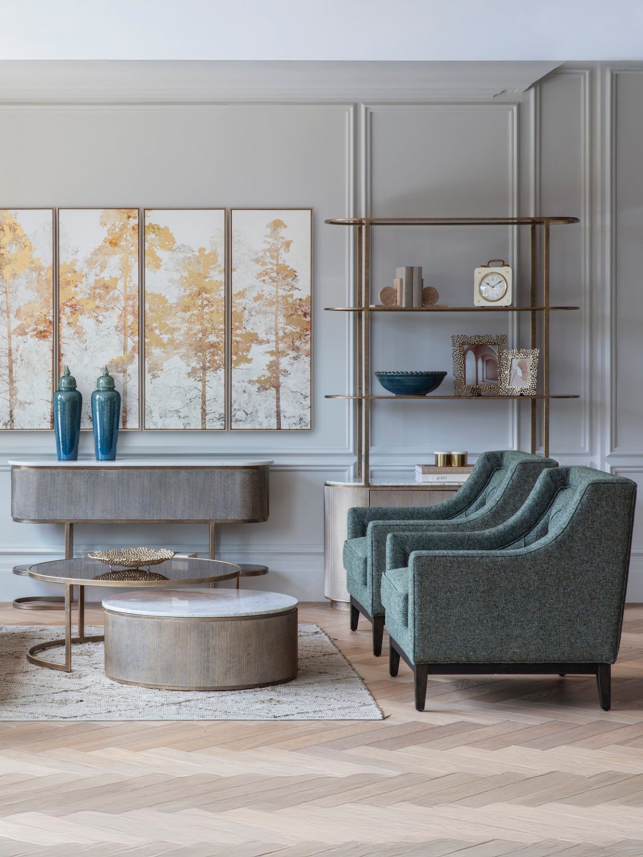 Theodore Forest Green Buttoned Armchair